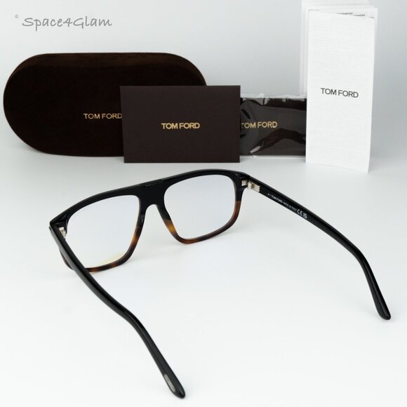 Tom Ford Women Eyeglasses Black Havana Blue Block Aviator FT5901-B-N 056 NEW main image 7